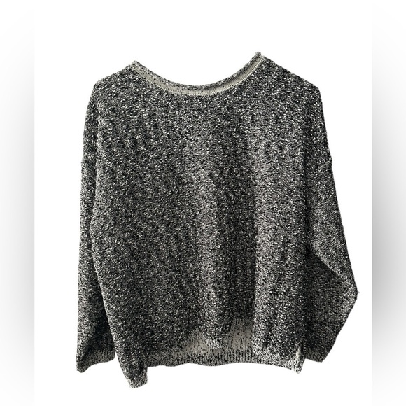 United Knitwear crewneck black/white heathered sweater size L Made in the USA - Picture 2 of 10